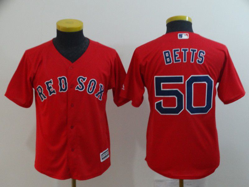 Youth Boston Red Sox #50 Betts Red Game MLB Jerseys->->Youth Jersey